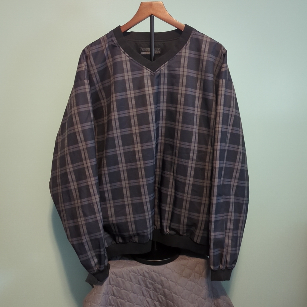 Plaid V-Neck Lightweight Shirt Jacket - Black & Gray